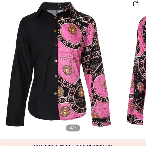 New XL (size 12) Scarf Print Colorblock Long Sleeve Button-up Top NWOT - Picture 4 of 10